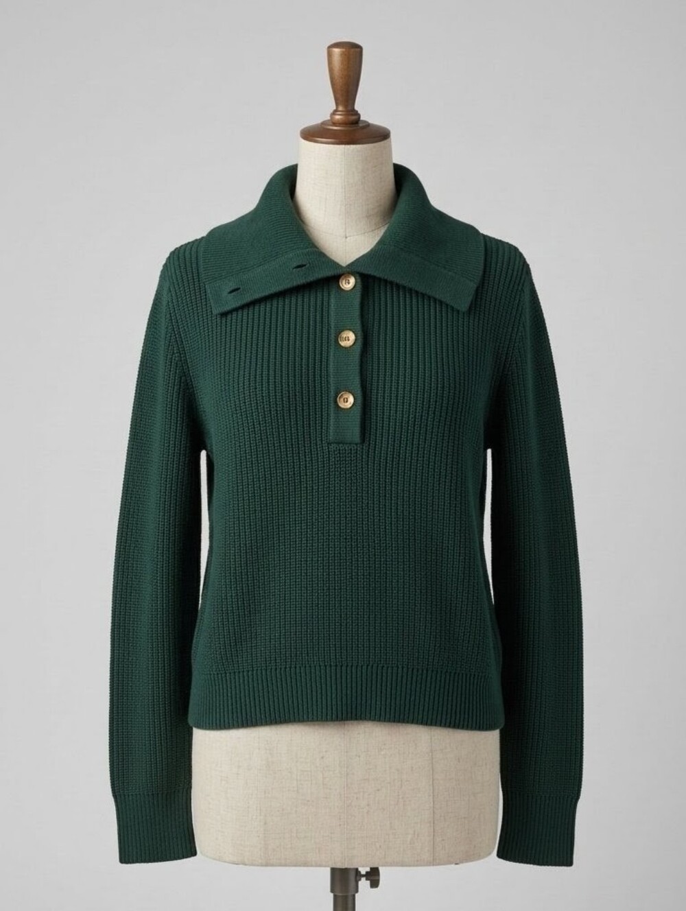 Michael Kors Men's Forest Green V-Neck Polo Knit Sweater